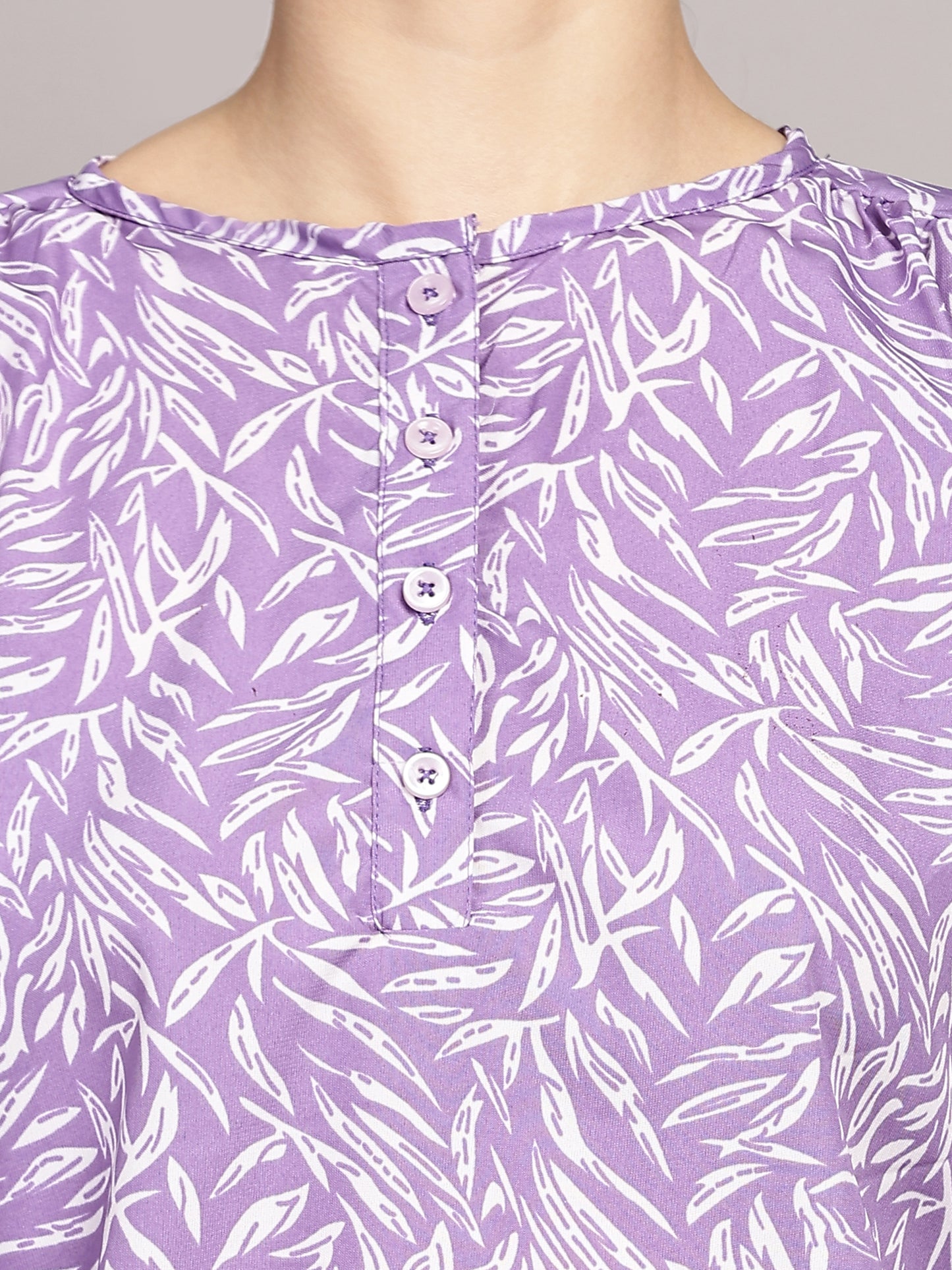 TrendRush Women Floral Printed Purple Casual Top