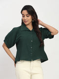 Shirt Collar Top with Kimono Sleeves
