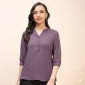 Classic Ruffle Detail Mandarin Collar Top