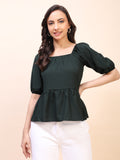 Ruffle Detail Square Neck Peplum Top