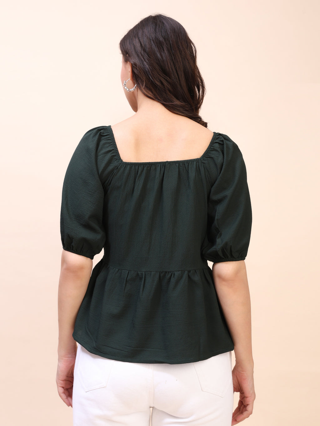 Ruffle Detail Square Neck Peplum Top