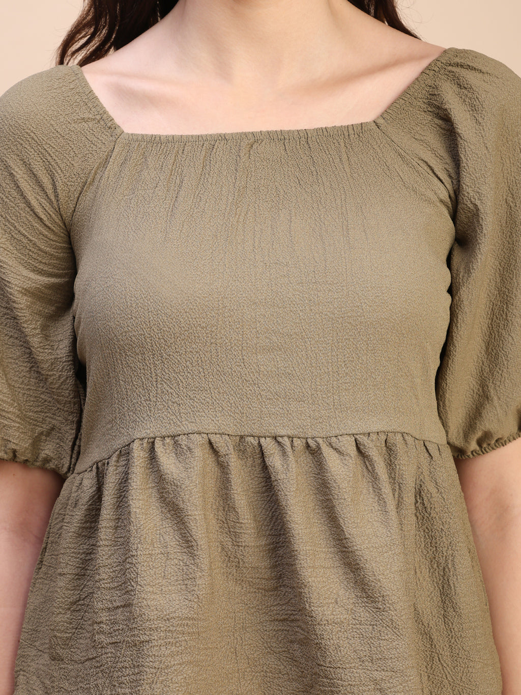Ruffle Detail Square Neck Peplum Top