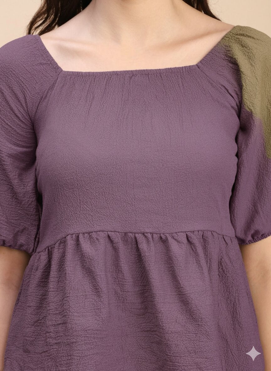 Ruffle Detail Square Neck Peplum Top