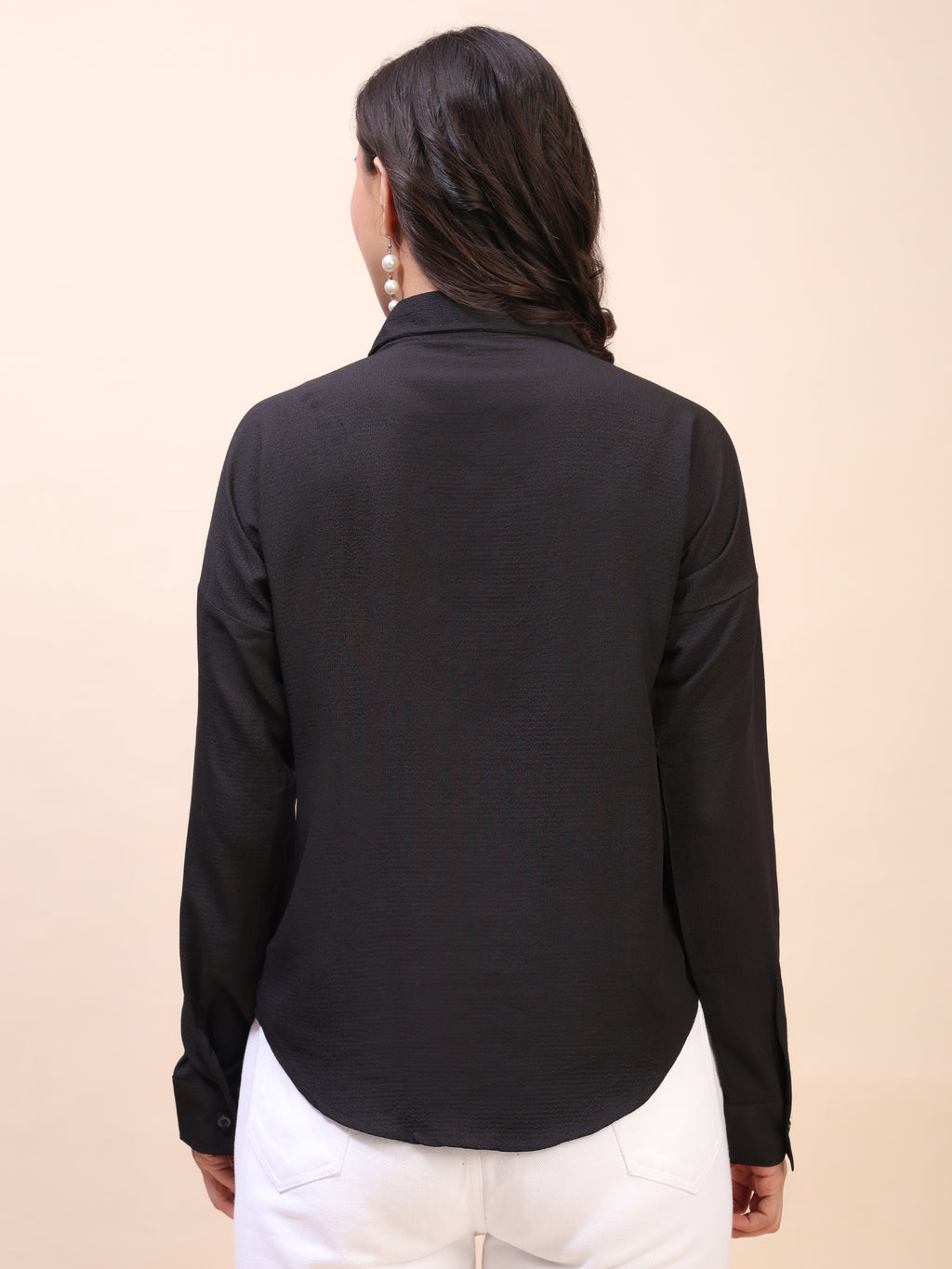 V-Neck Pleat Detail Full-Sleeve Top