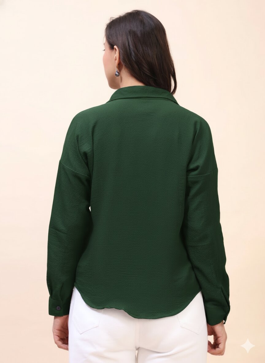 V-Neck Pleat Detail Full-Sleeve Top