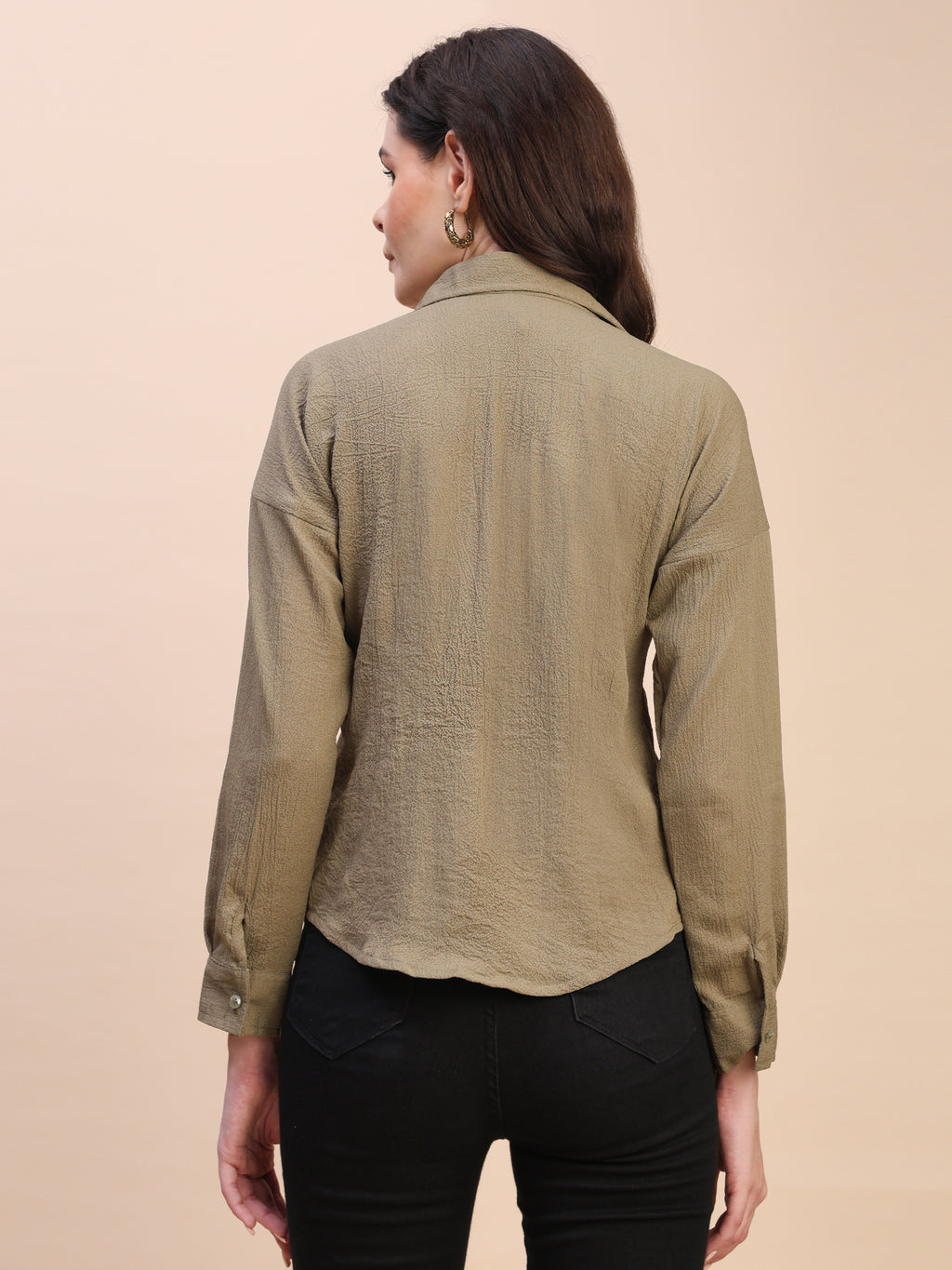 V-Neck Pleat Detail Full-Sleeve Top