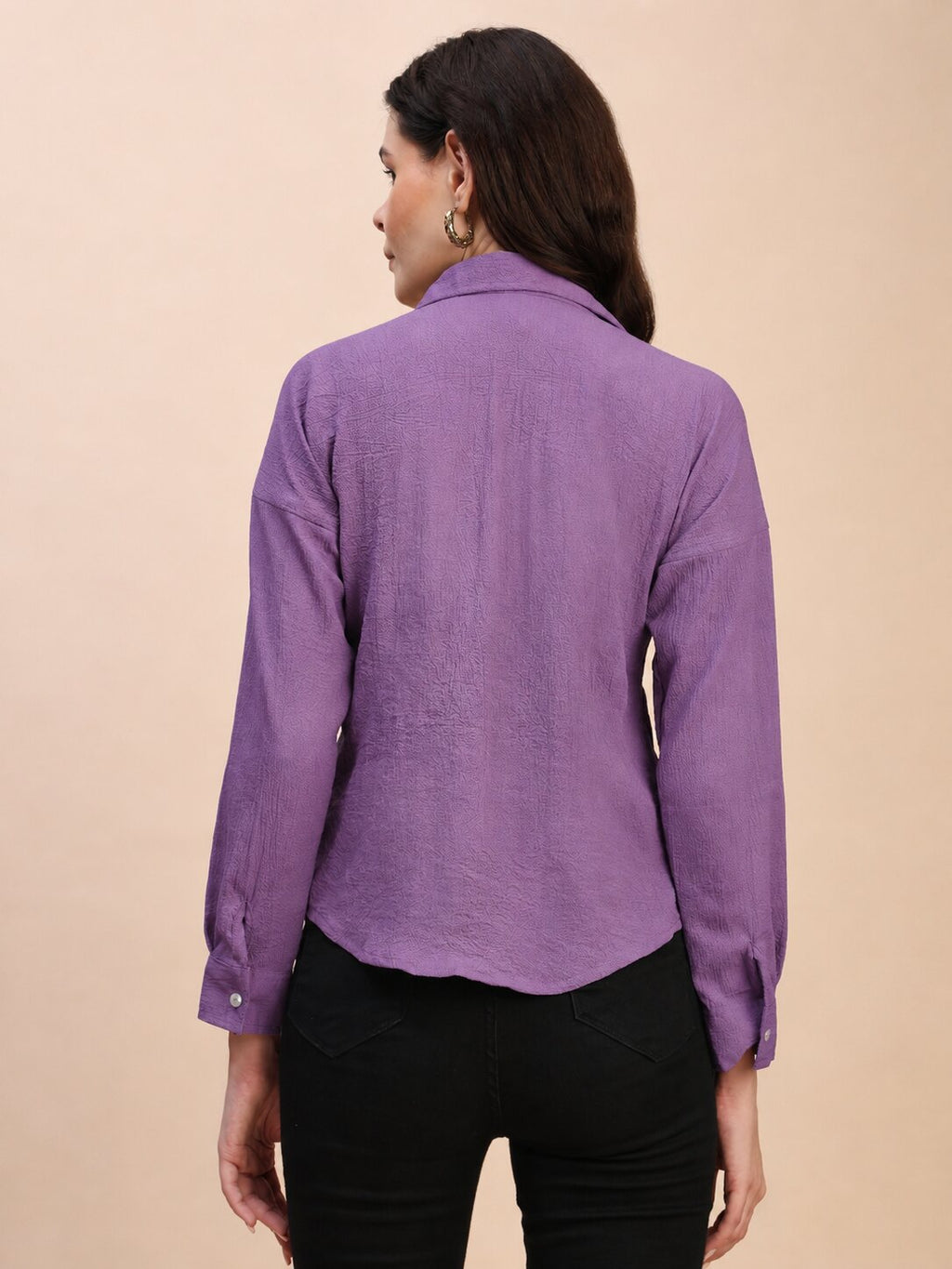 V-Neck Pleat Detail Full-Sleeve Top