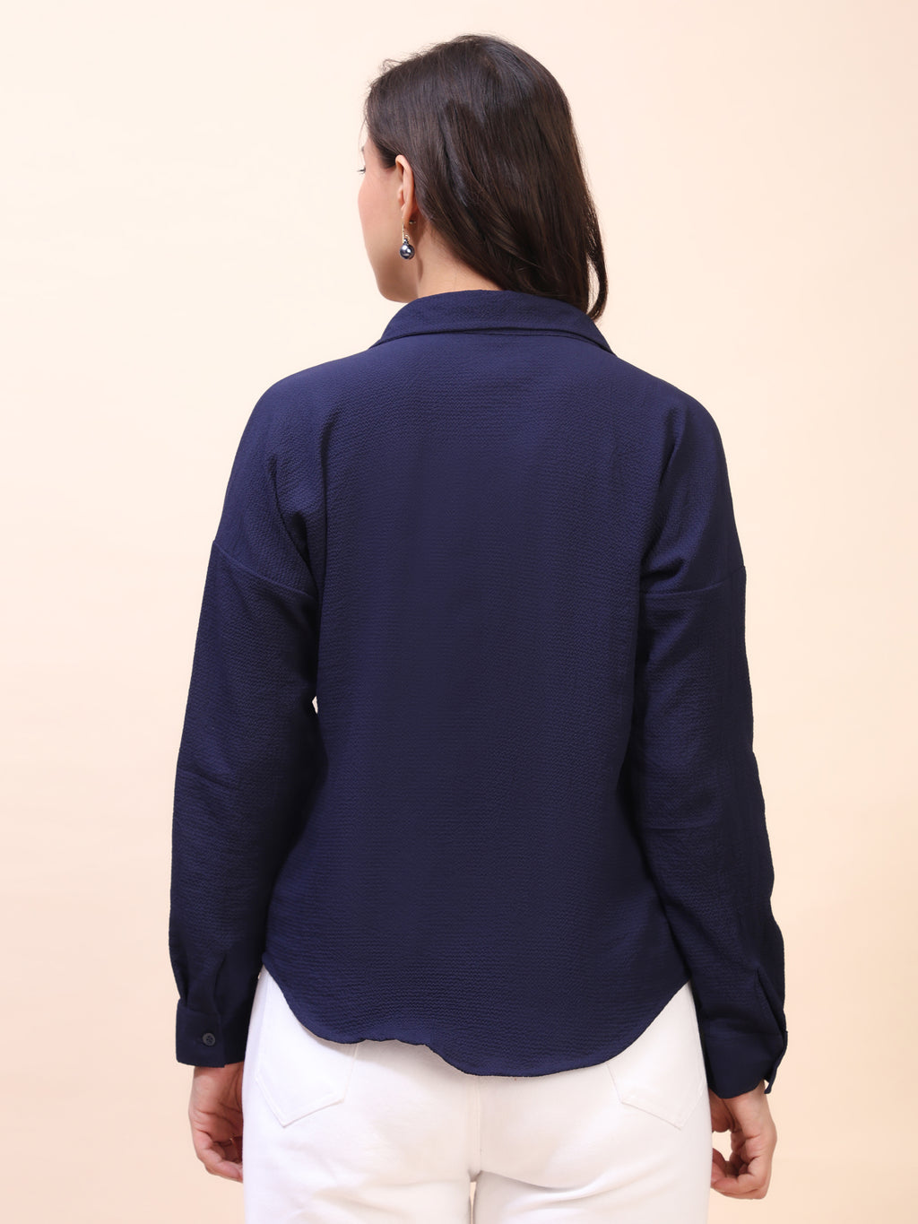 V-Neck Pleat Detail Full-Sleeve Top