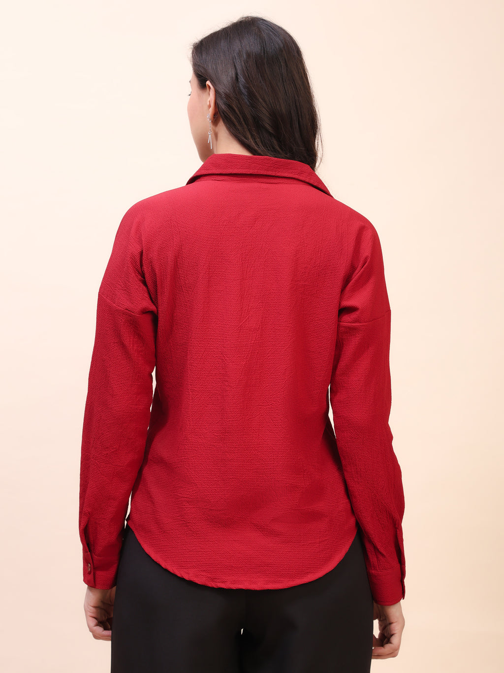 V-Neck Pleat Detail Full-Sleeve Top