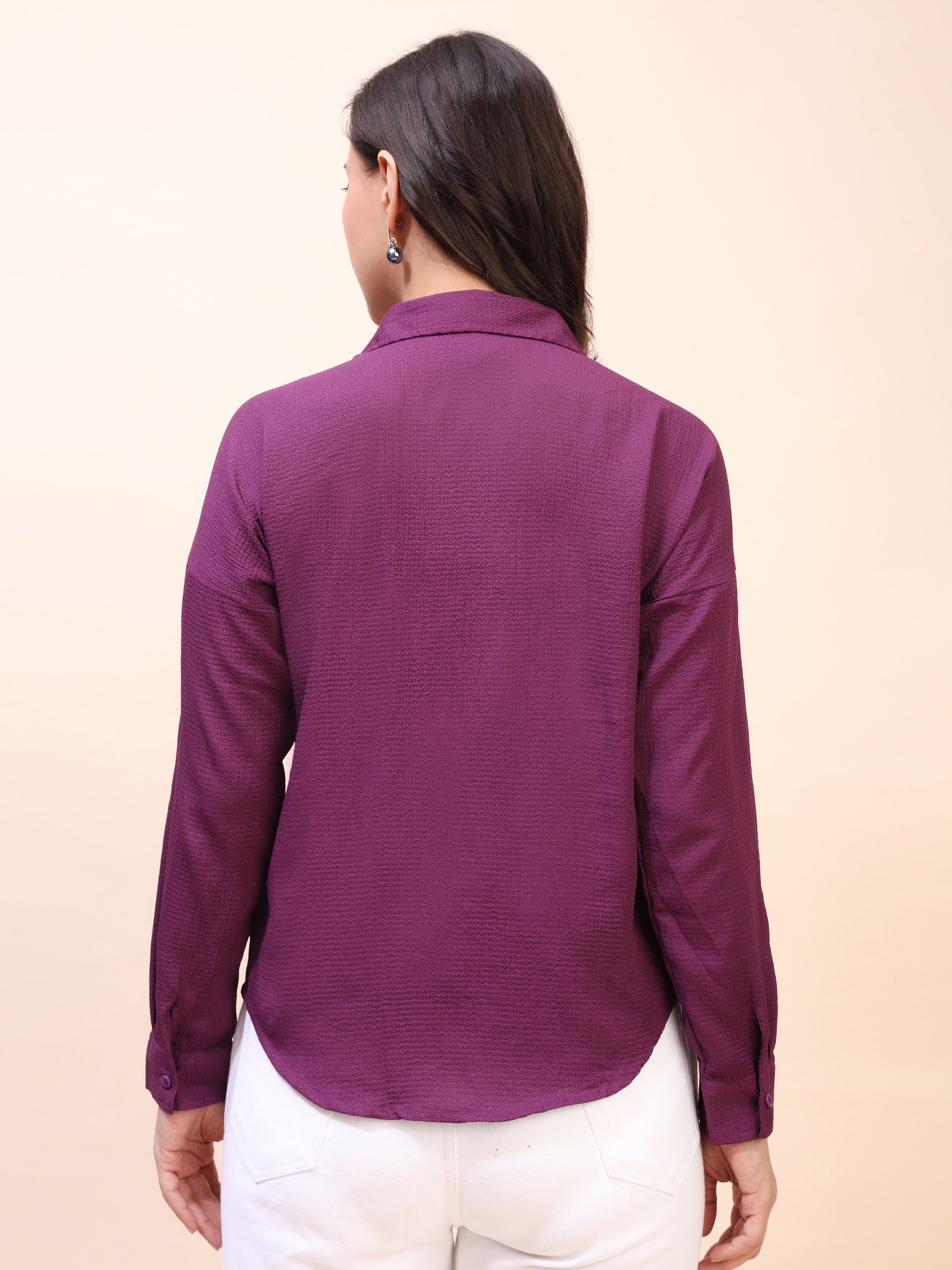 V-Neck Pleat Detail Full-Sleeve Top