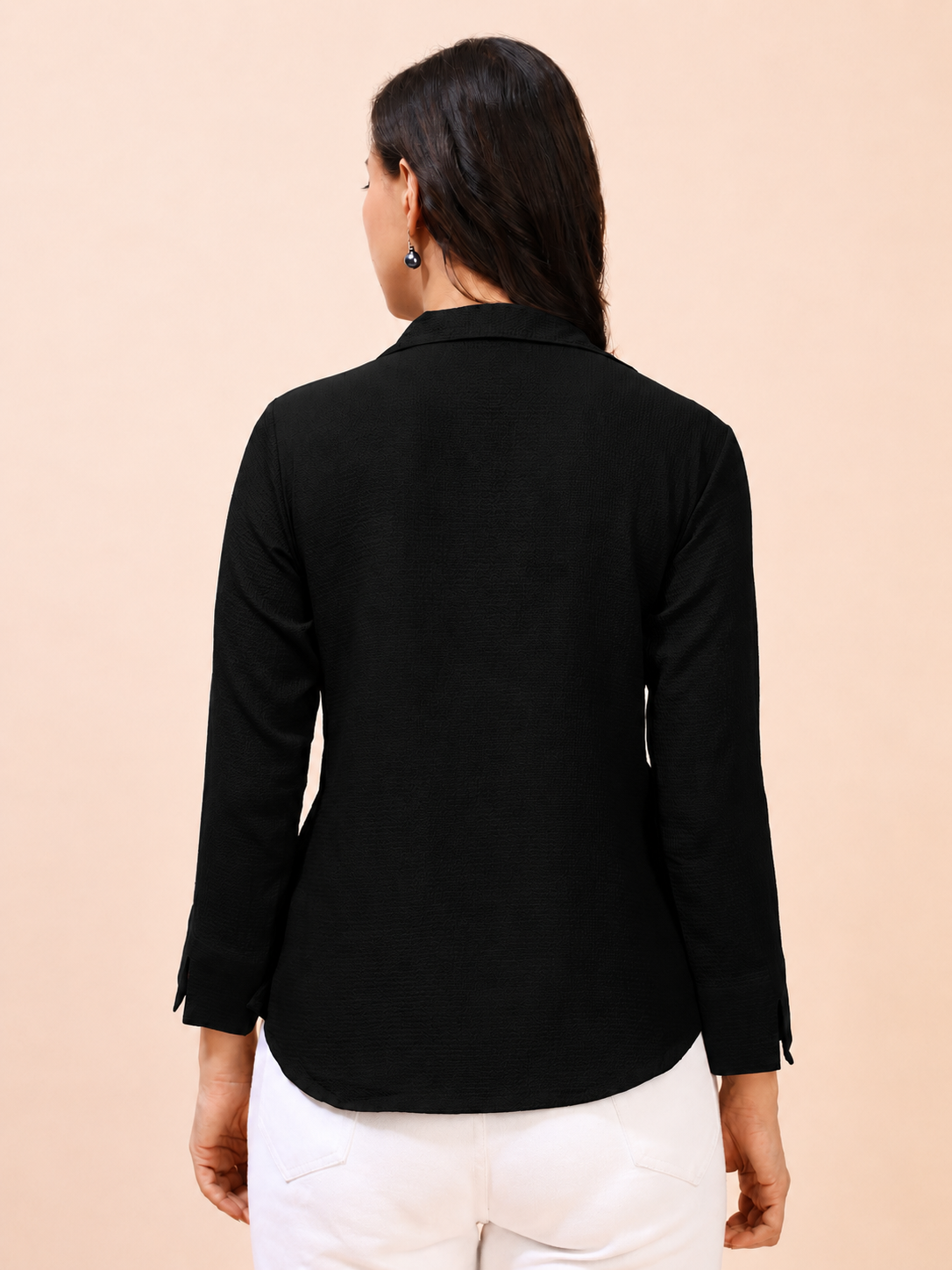 Collared Pleat Detail Peplum Top