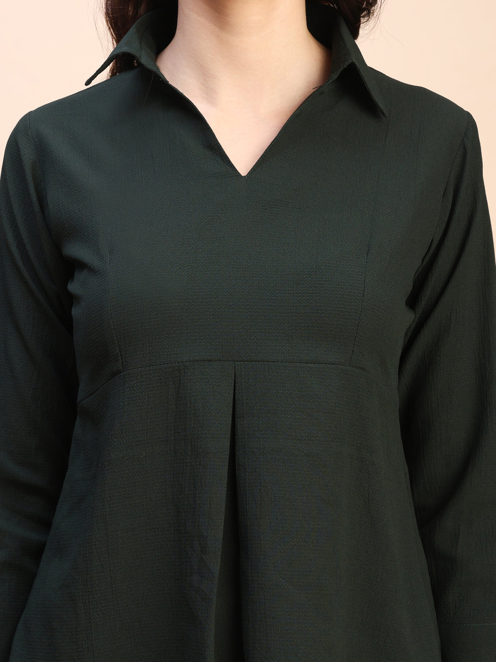 Collared Pleat Detail Peplum Top