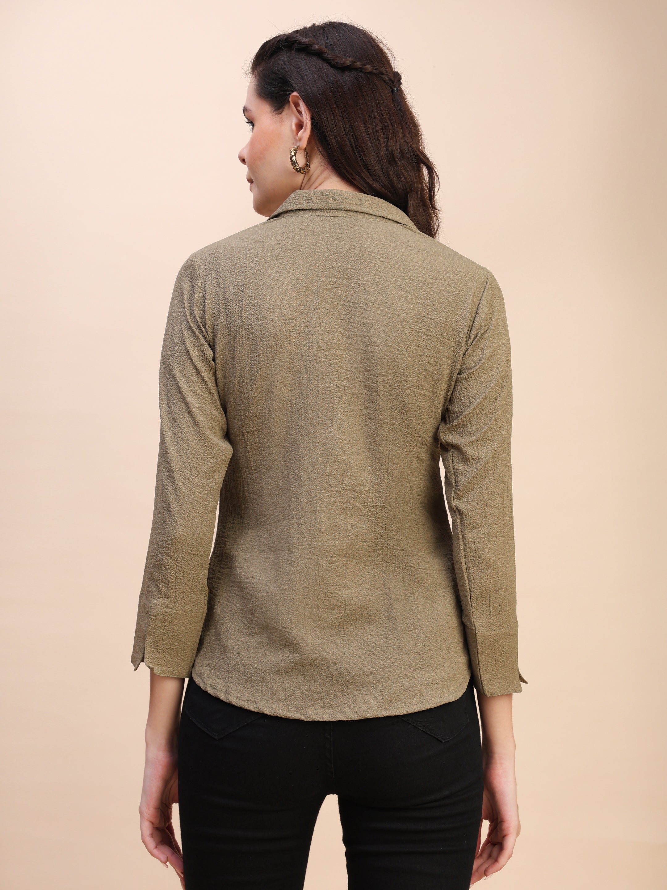 Collared Pleat Detail Peplum Top