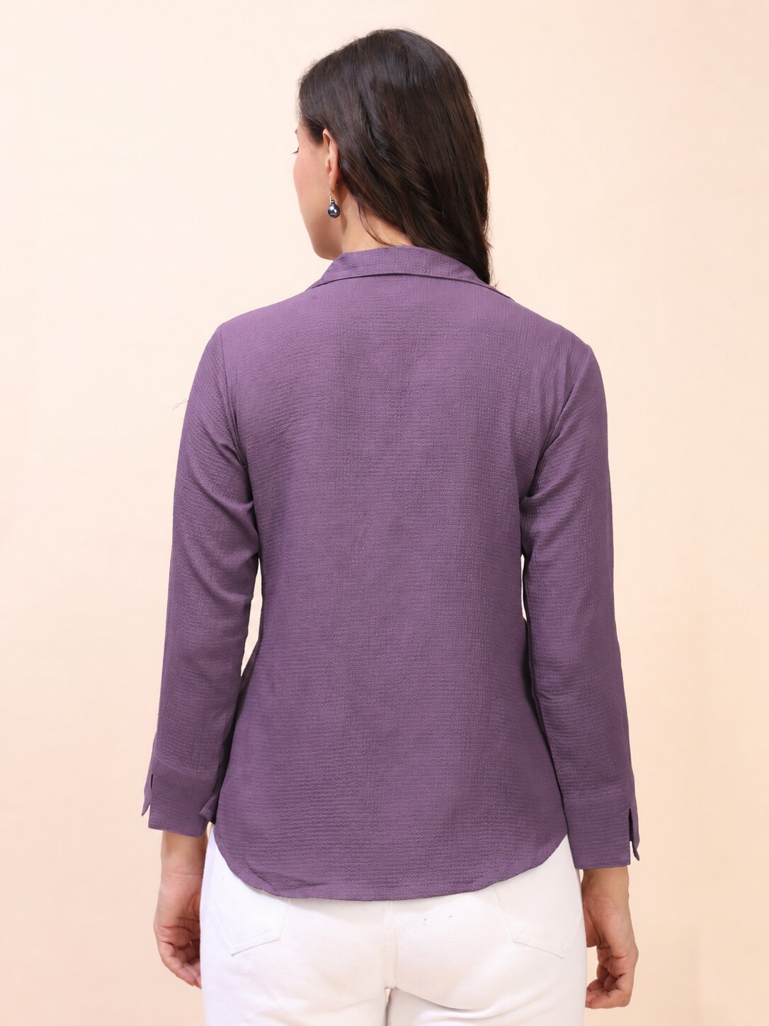 Collared Pleat Detail Peplum Top