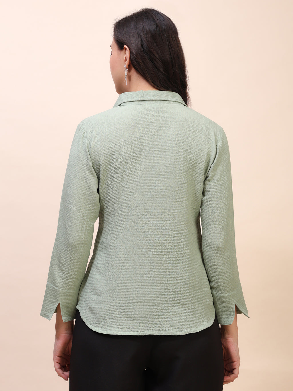 Collared Pleat Detail Peplum Top