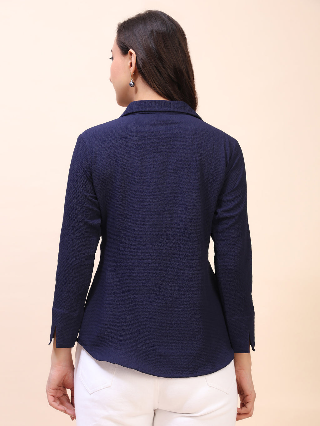 Collared Pleat Detail Peplum Top