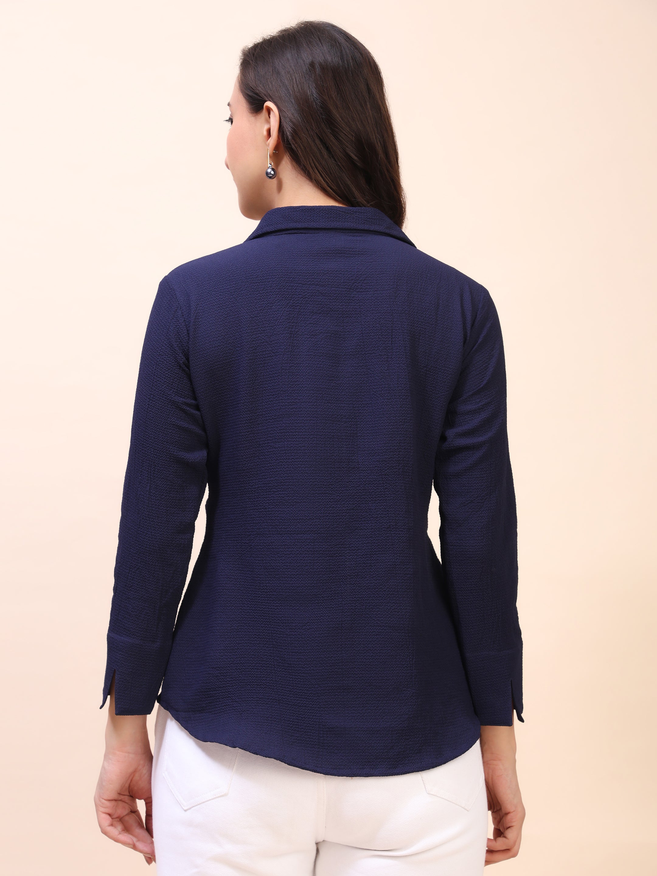 Collared Pleat Detail Peplum Top