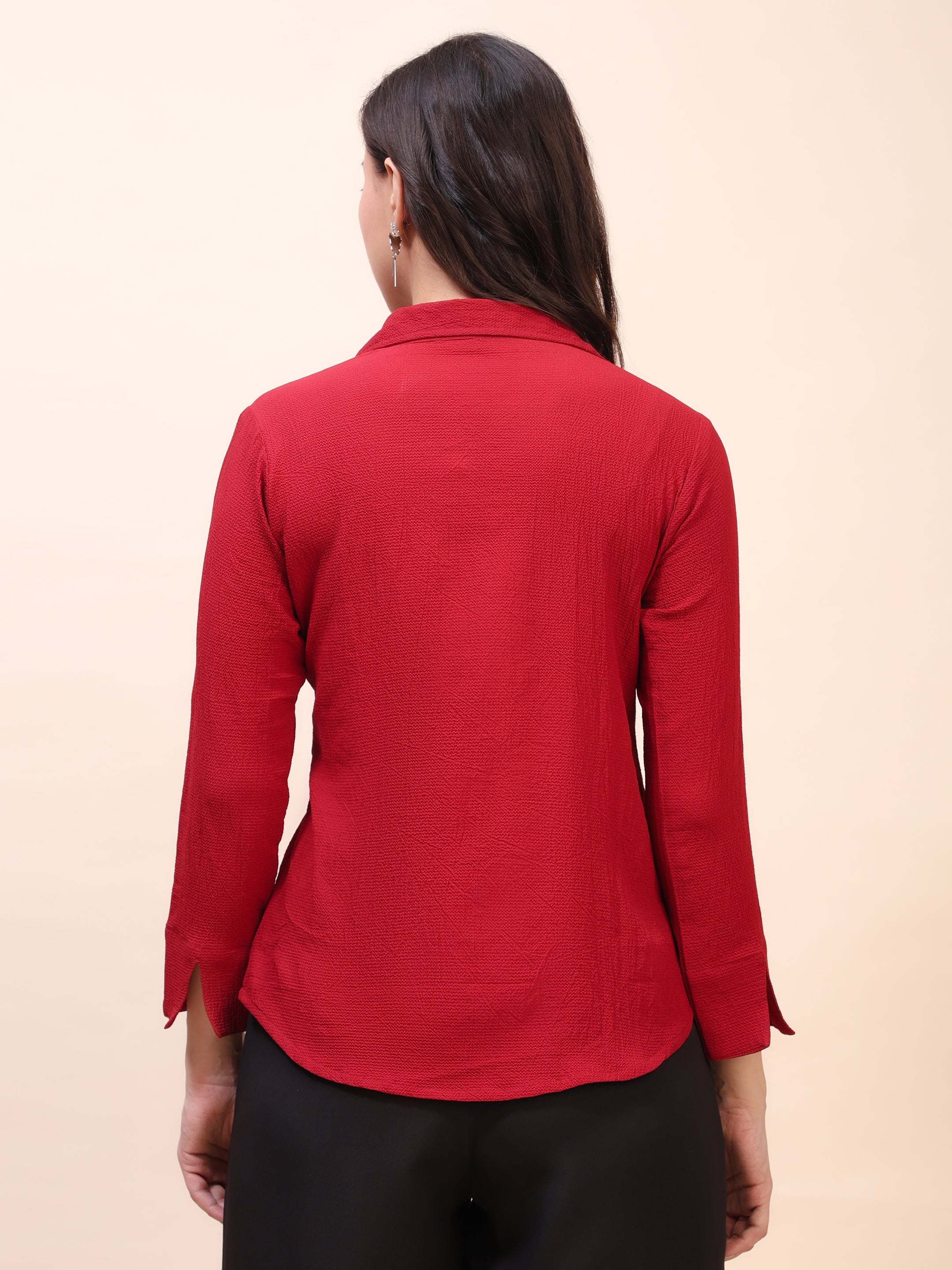 Collared Pleat Detail Peplum Top