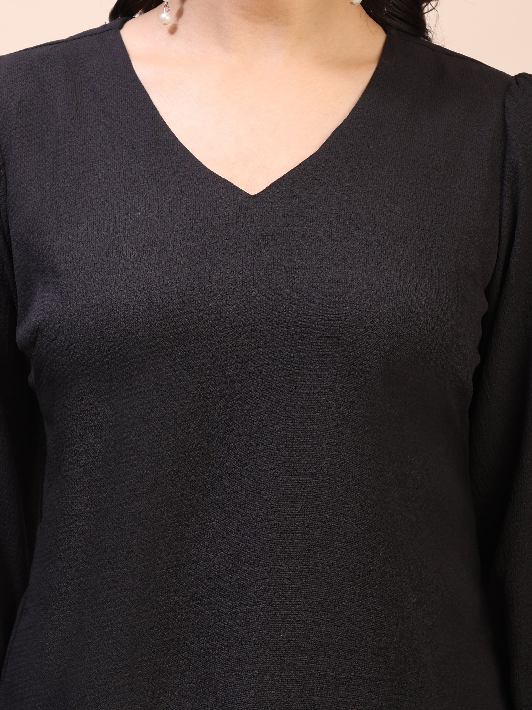 V-Neck Gathered Sleeve Detail Top