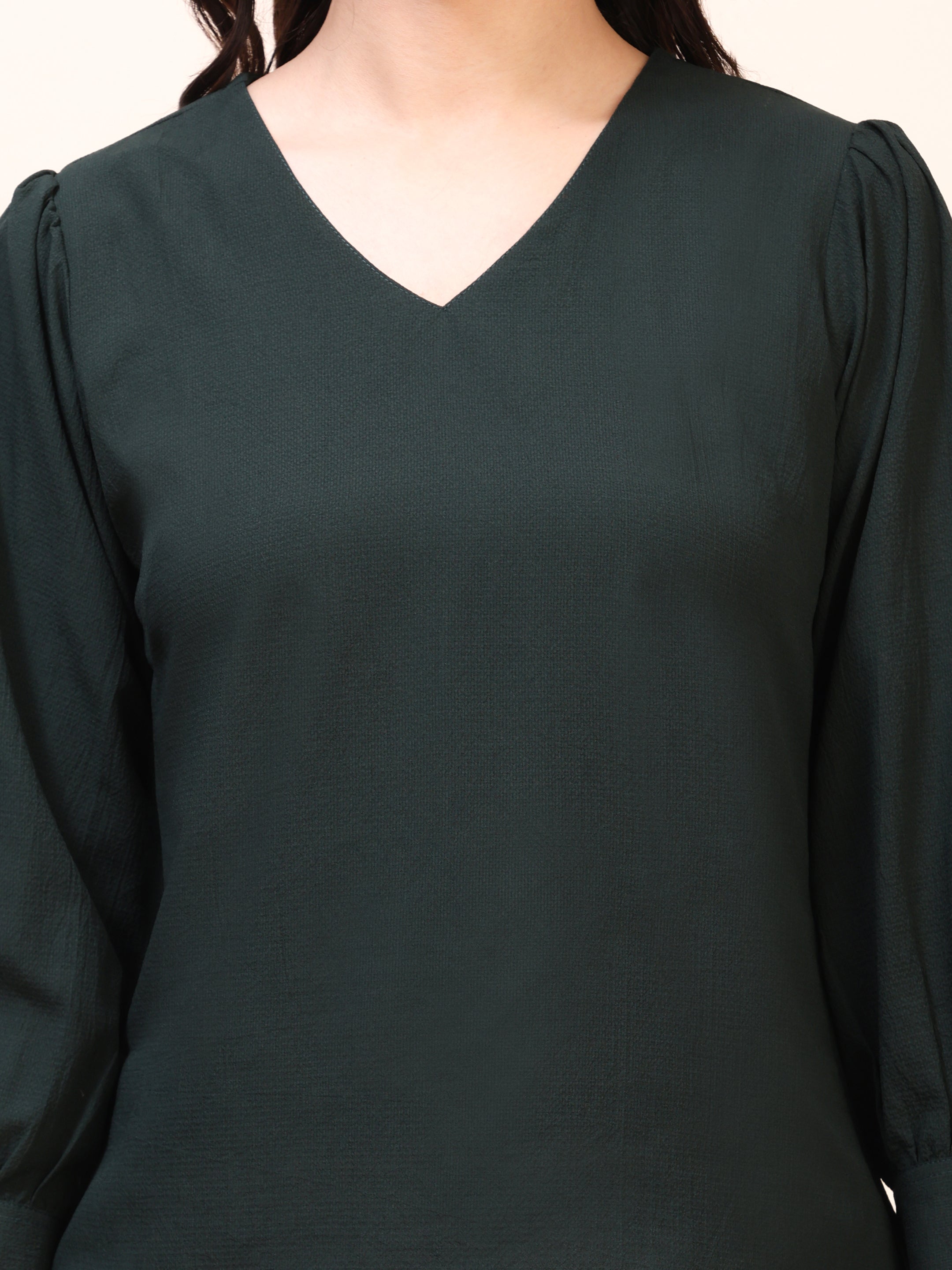 V-Neck Gathered Sleeve Detail Top