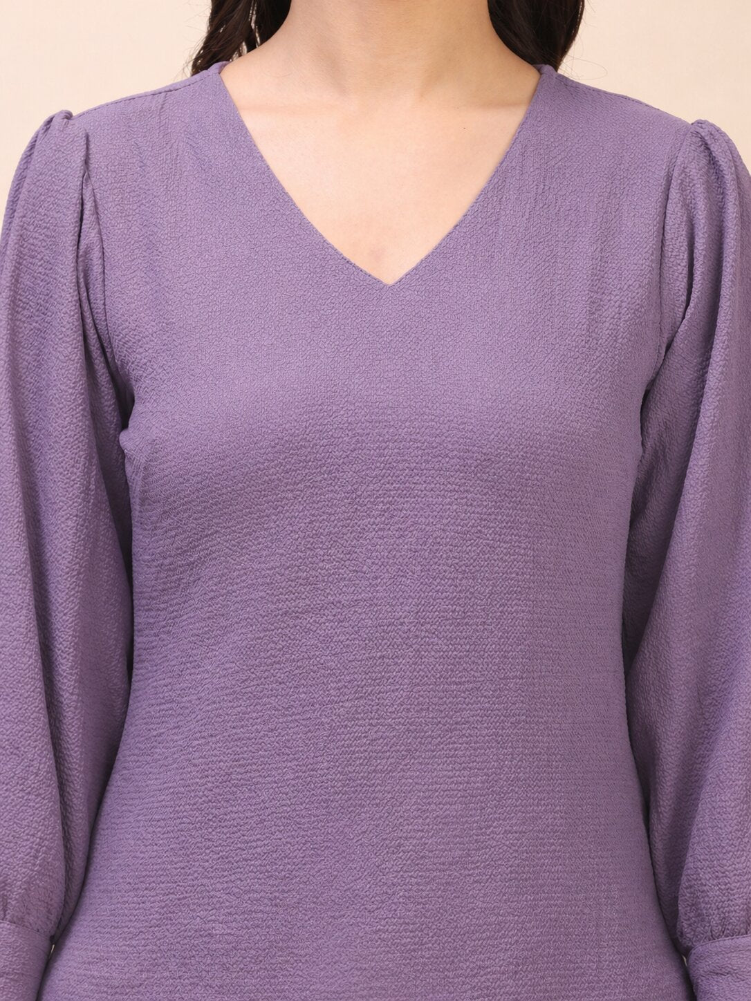 V-Neck Gathered Sleeve Detail Top