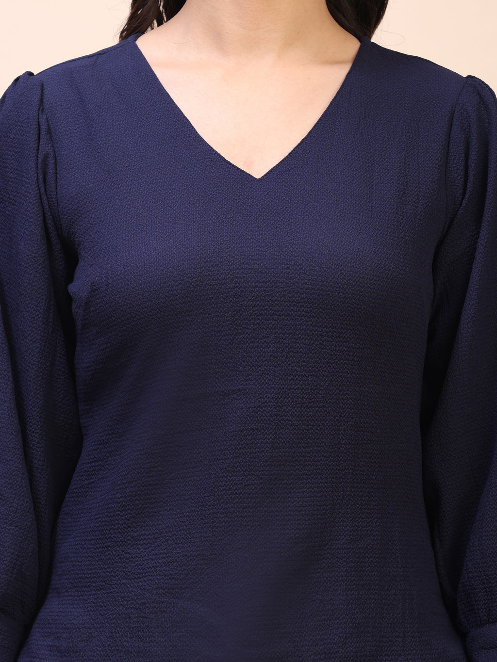 V-Neck Gathered Sleeve Detail Top