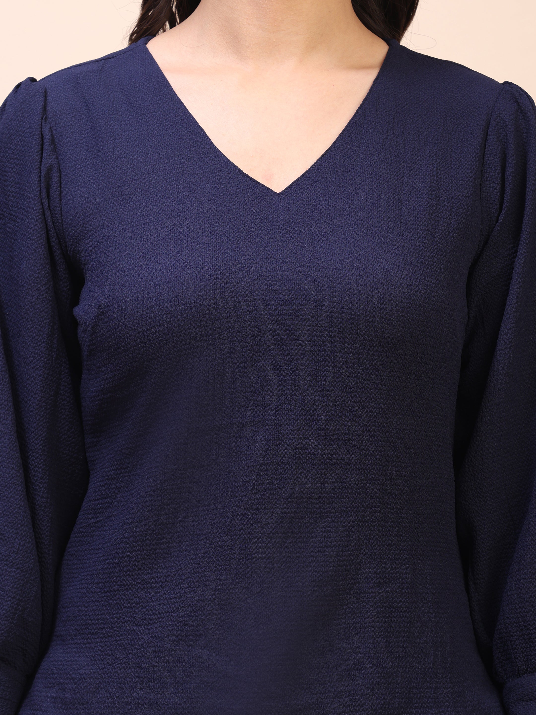 V-Neck Gathered Sleeve Detail Top
