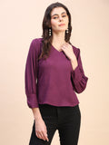 V-Neck Gathered Sleeve Detail Top