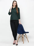 Shirt Collar Regular Fit Solid Top – Casual & Office Wear