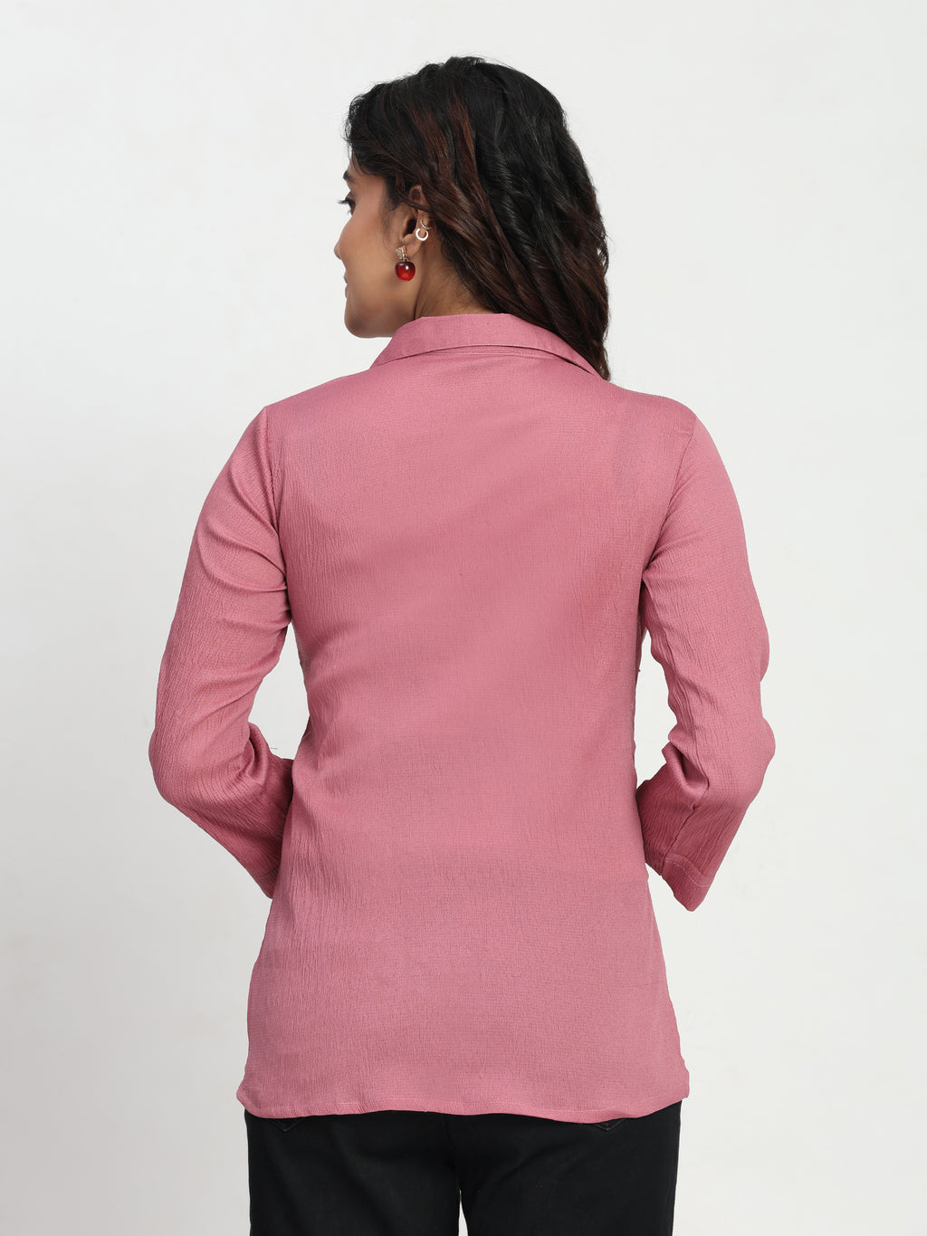 TrendRush Pink Shirt Collar Women’s Top – Chic & Comfortable Style