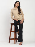 Shirt Collar Regular Fit Solid Top – Casual & Office Wear