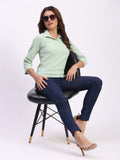 Shirt Collar Regular Fit Solid Top – Casual & Office Wear