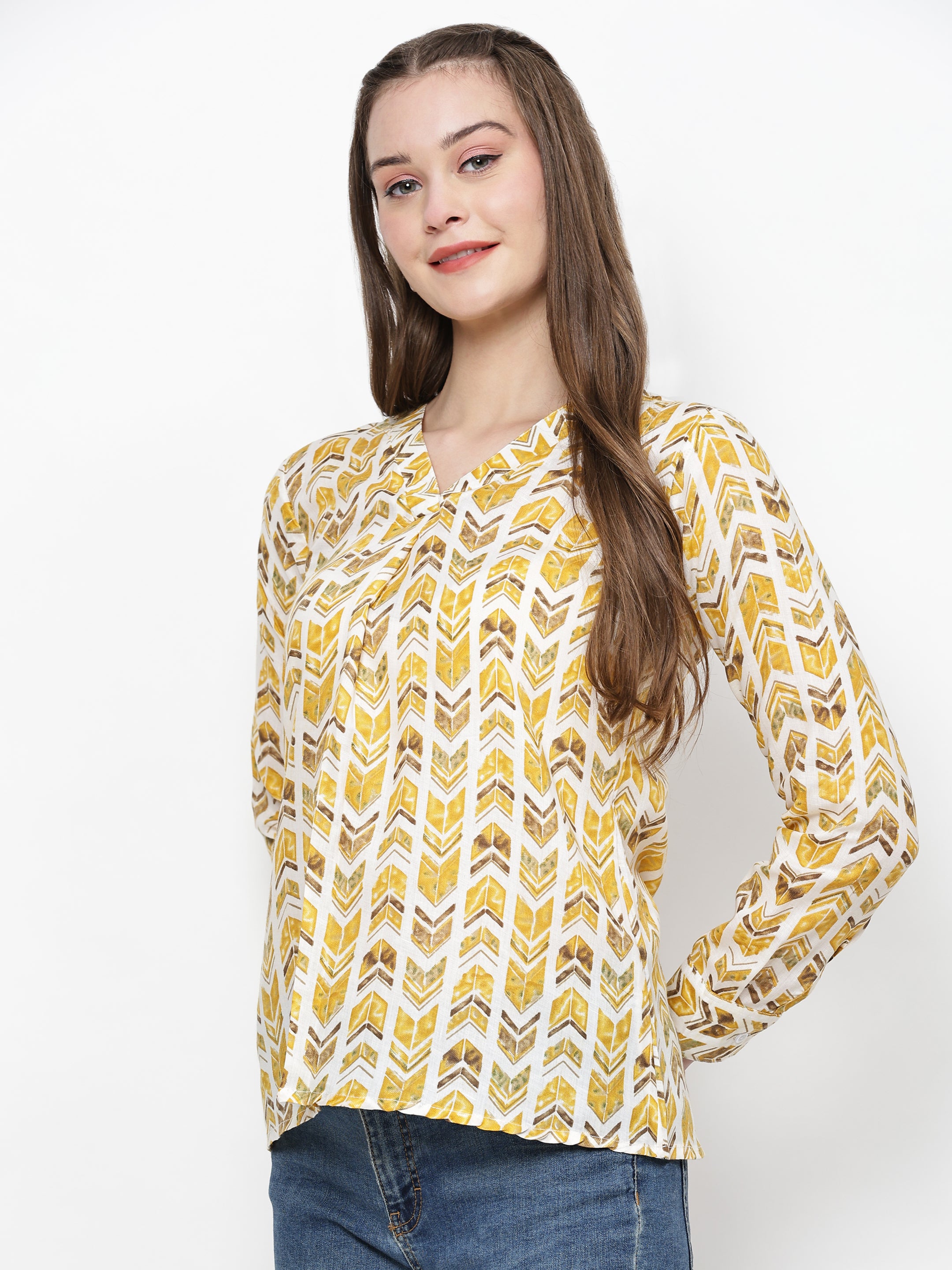 Chevron Printed V-Neck Top
