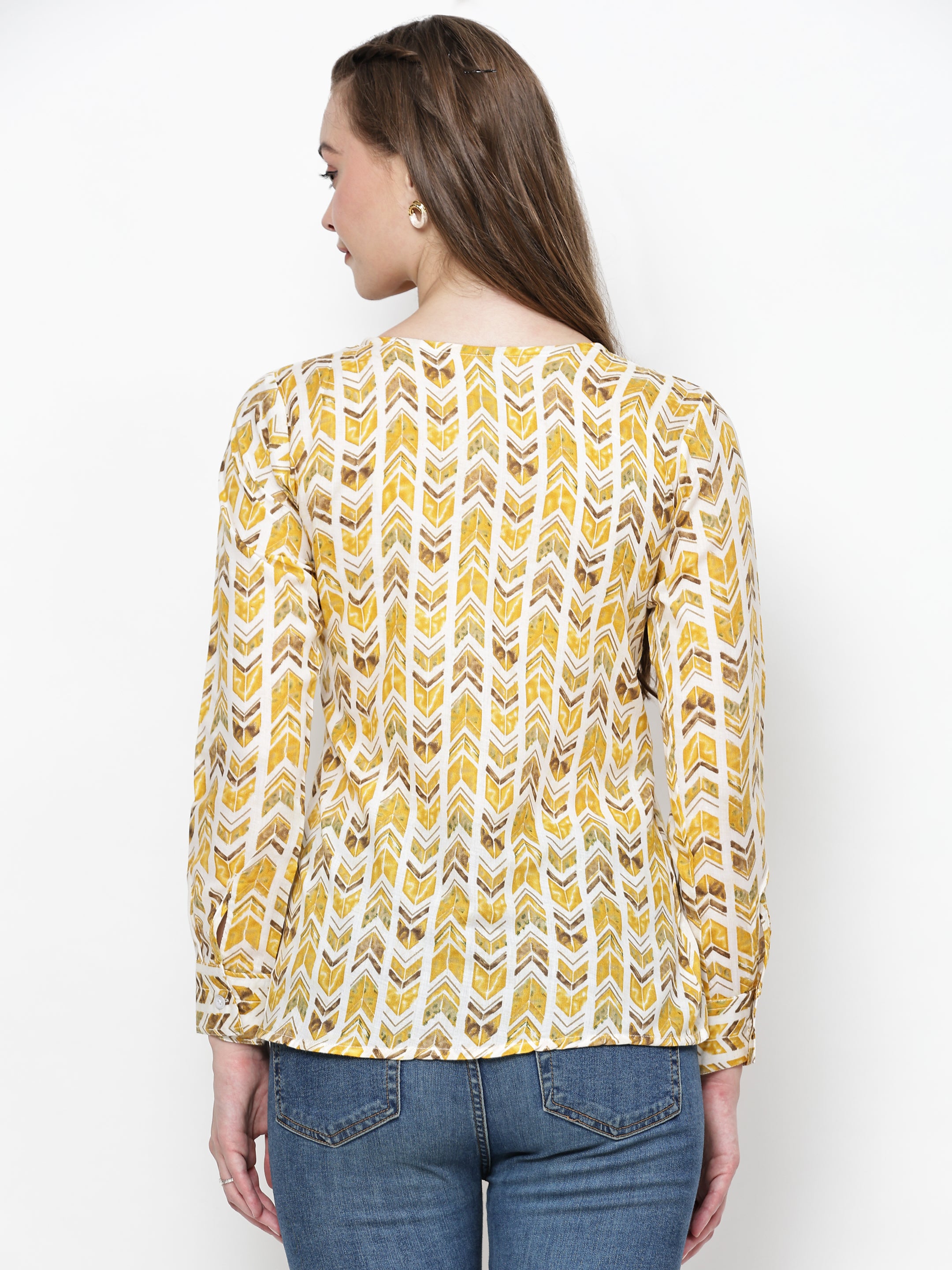 Chevron Printed V-Neck Top