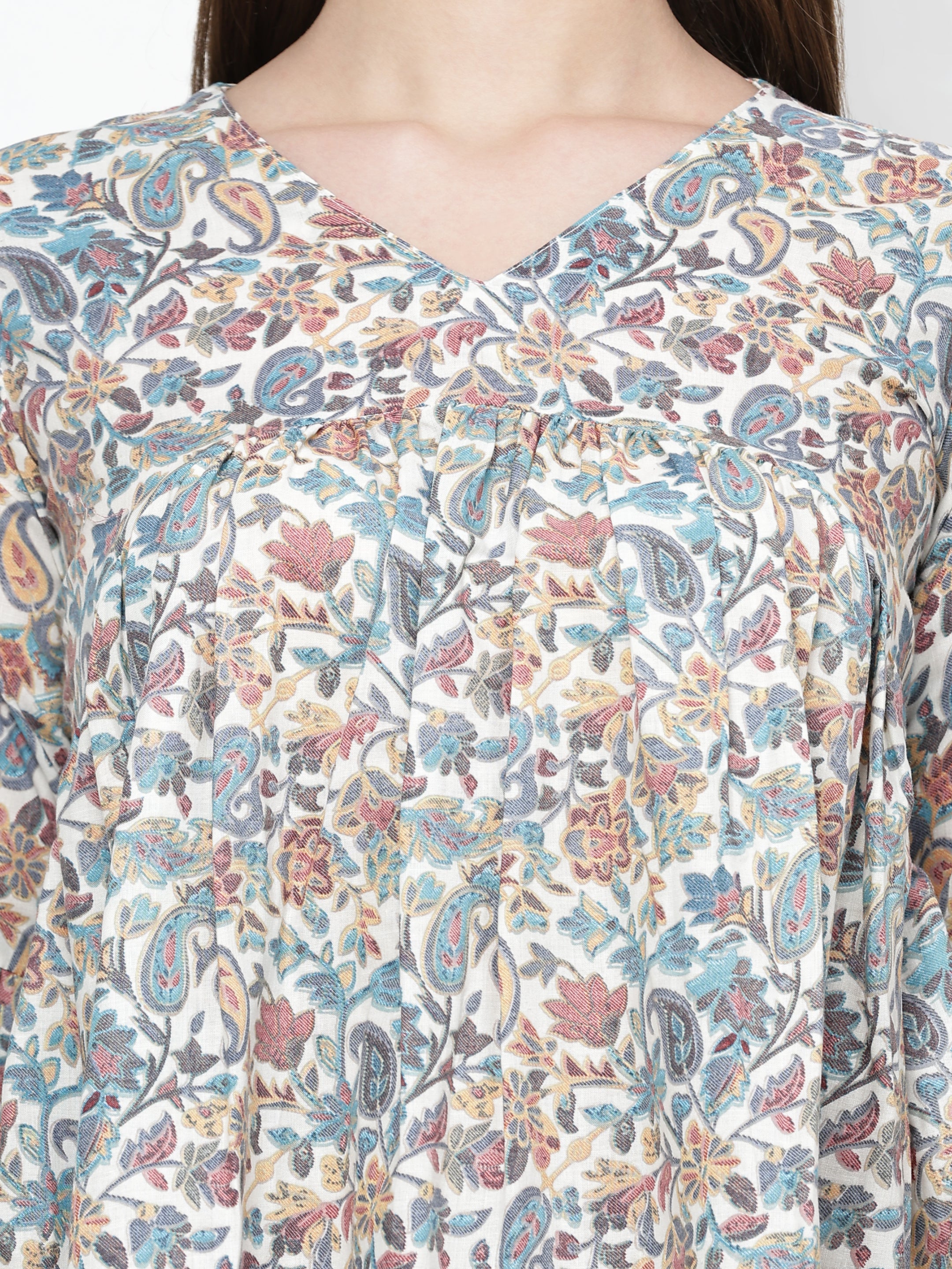 Paisley Printed V-Neck Top