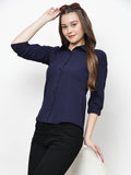 Solid Button Down Office Wear Collared Shirt