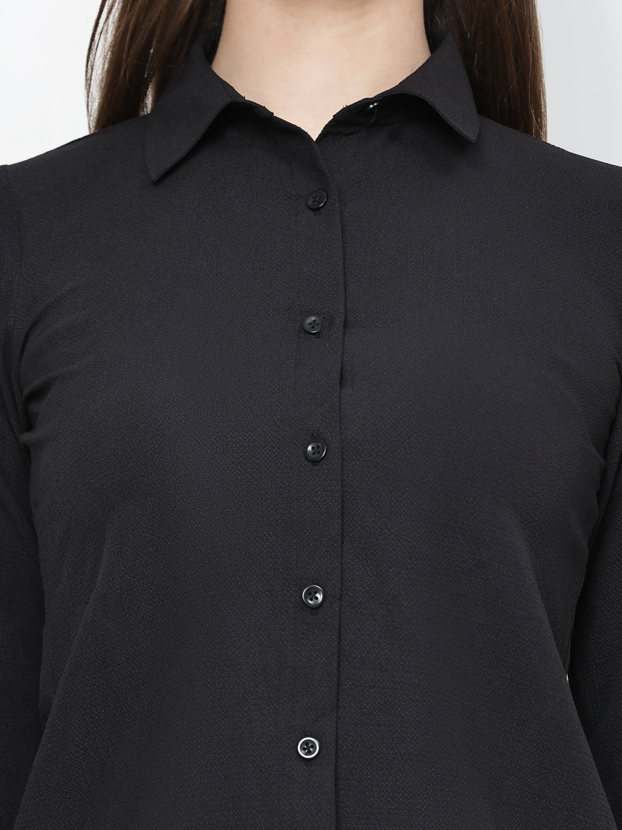 Solid Button Down Office Wear Collared Shirt
