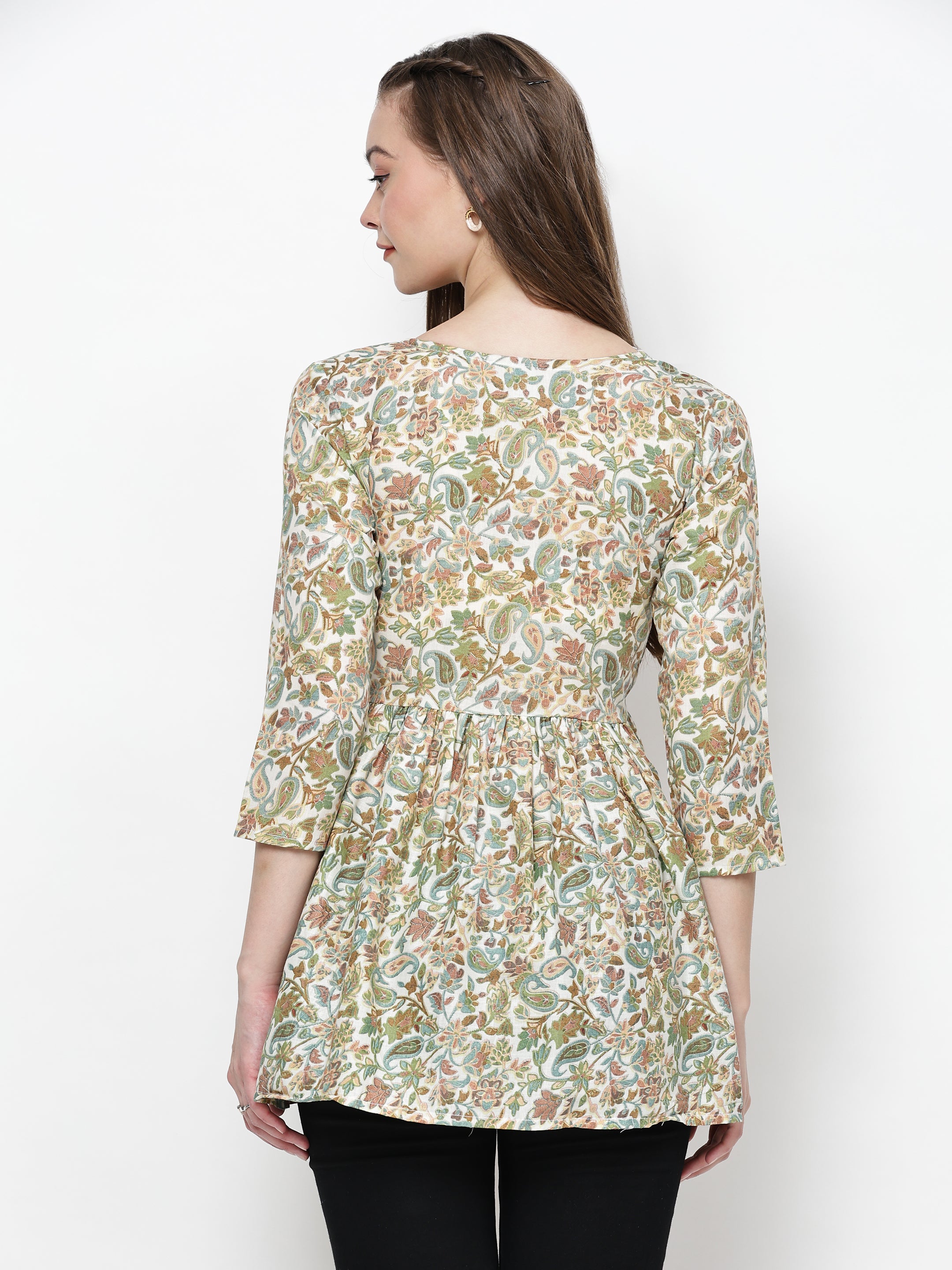 TrendRush Women Paisley V-Neck Wrap Top