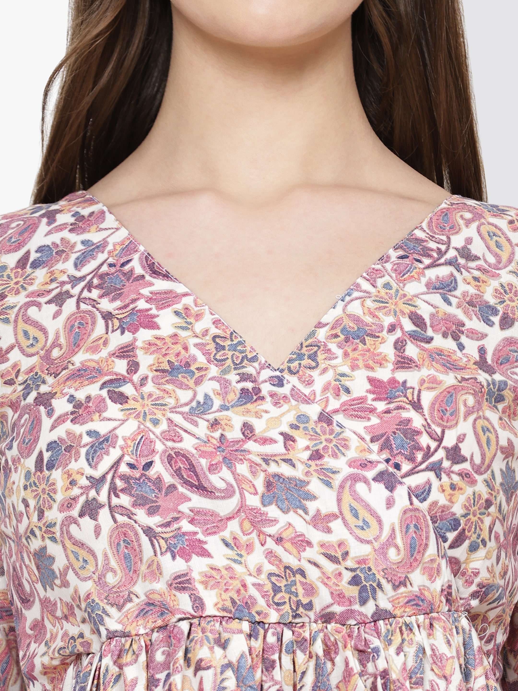 TrendRush Women Paisley V-Neck Wrap Top