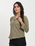 Lapel Collared Elegant Regular Fit Top