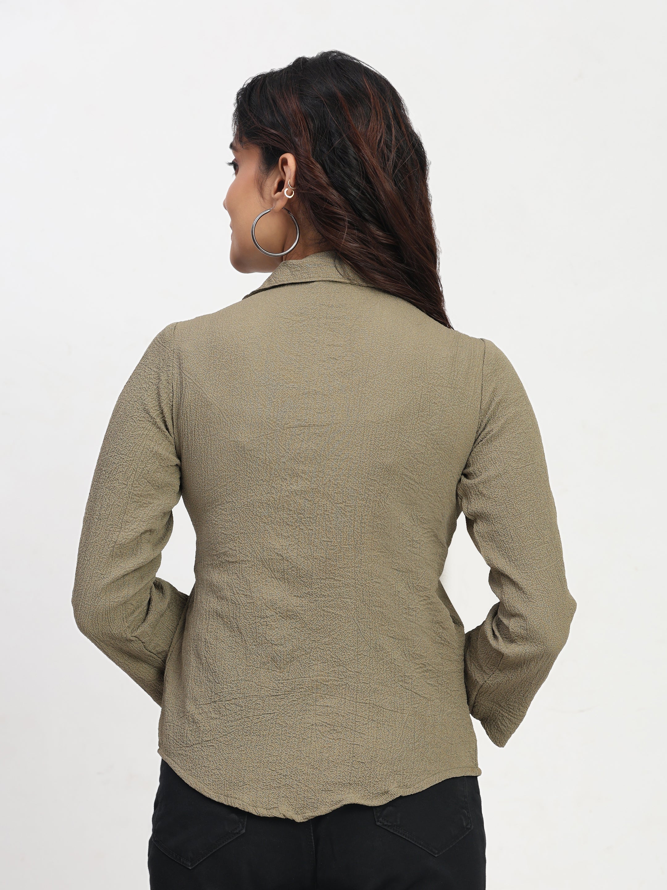 Lapel Collared Elegant Regular Fit Top