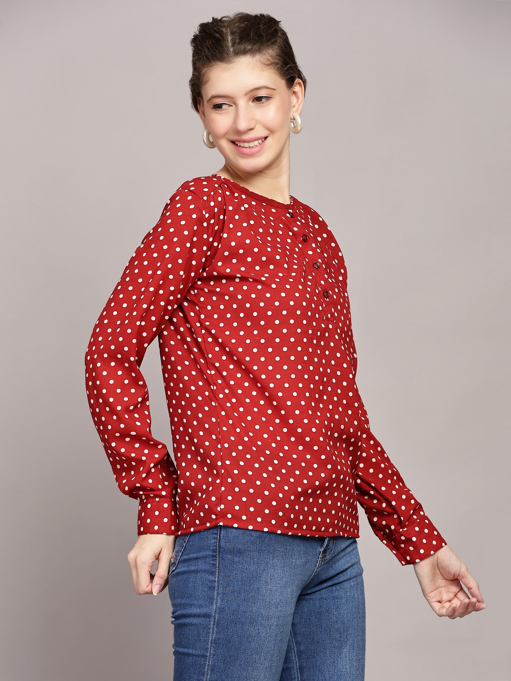 Polka Printed Casual Top