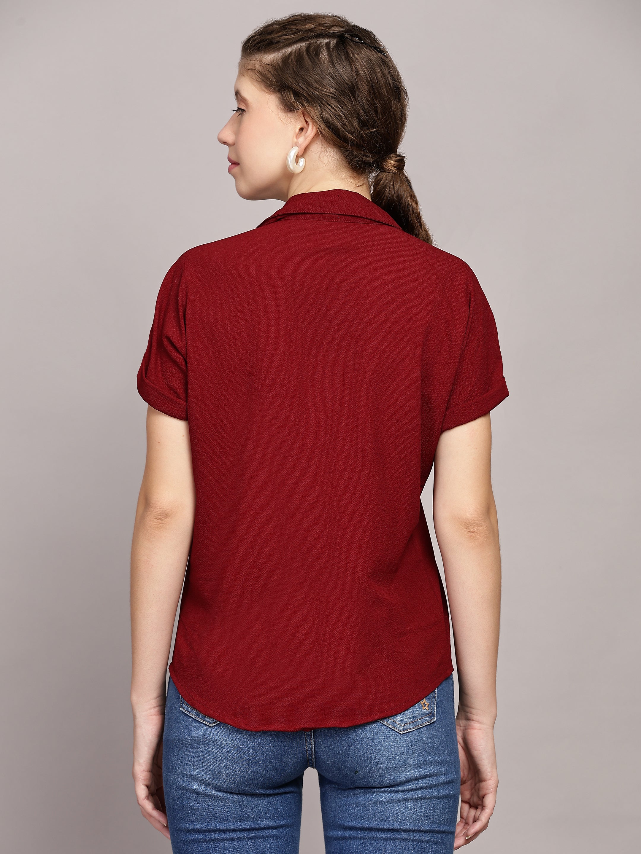 Shirt Collared Solid Versatile Regular Fit Top