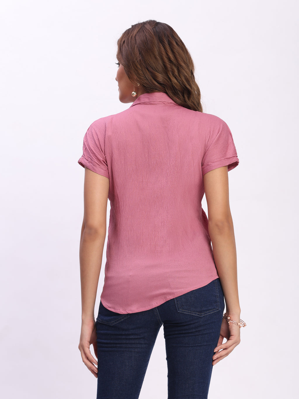 Trendrush Women Shirt Collar Solid Rose Top – Smart & Stylish Regular Fit