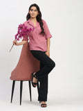 Lapel Collar Short Sleeve Top