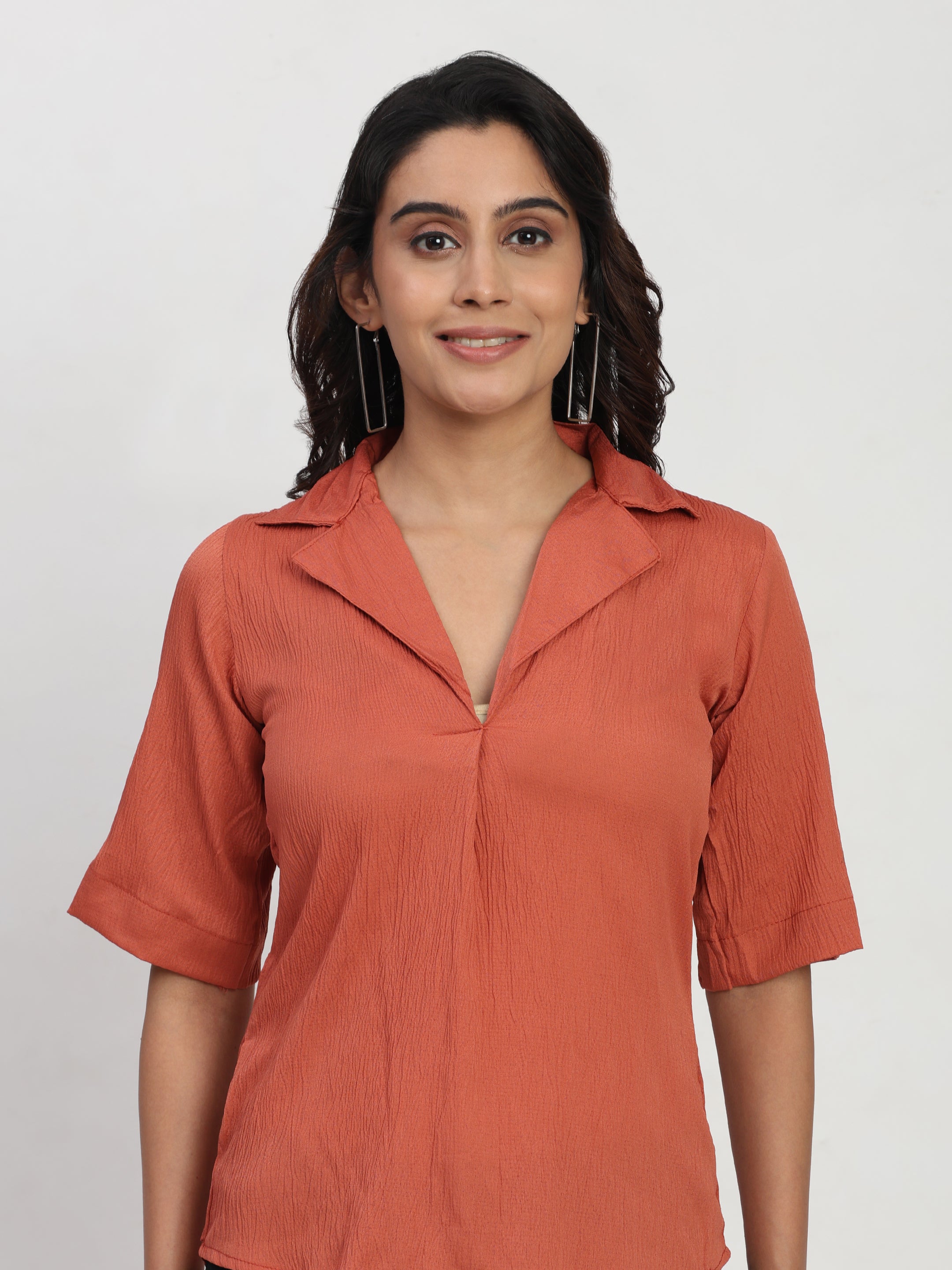 Lapel Collar Short Sleeve Top