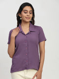 Trendrush Women Purple Short Sleeve Shirt – Versatile Everyday Style