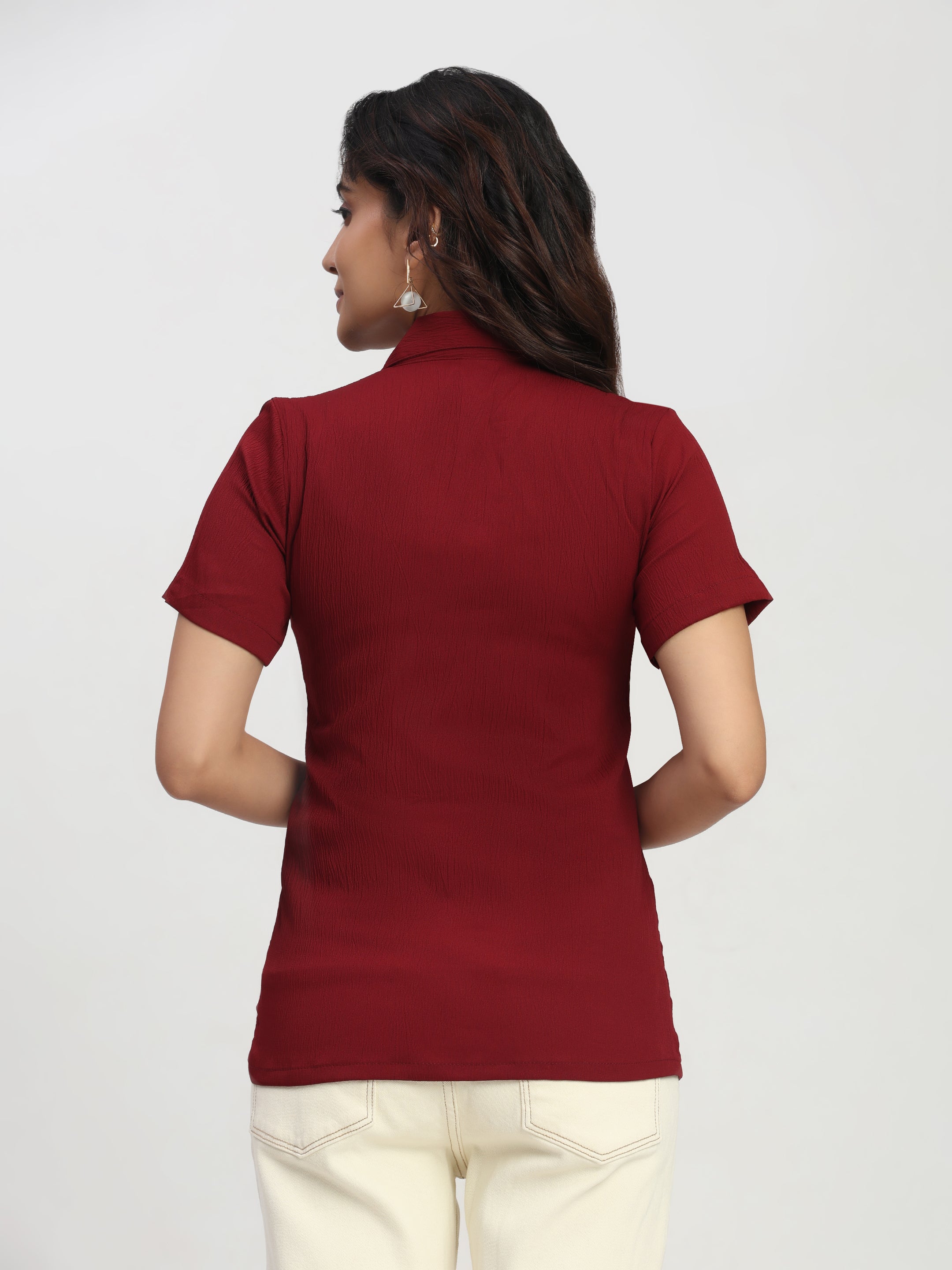 Trendrush Women Maroon Shirt – Short Sleeves & Regular Fit Comfort