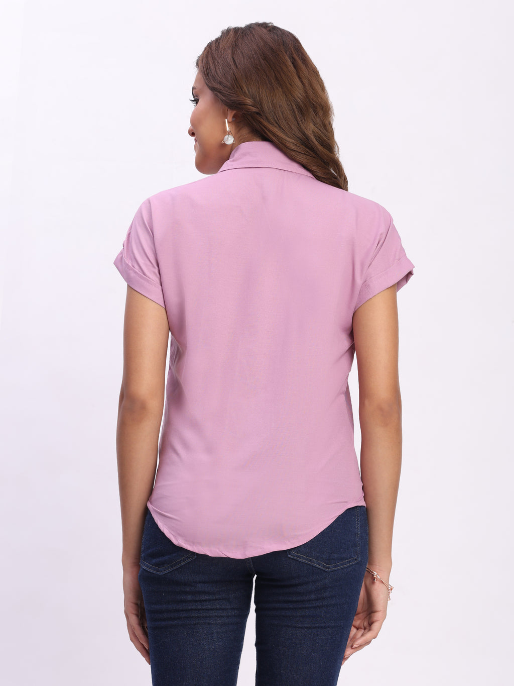 Trendrush Women Solid Pink Short Sleeve Shirt – Feminine & Chic