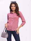Trendrush Women Textured Solid Beige Shirt with Cuffed 3/4th Sleeves – Classic & Versatile